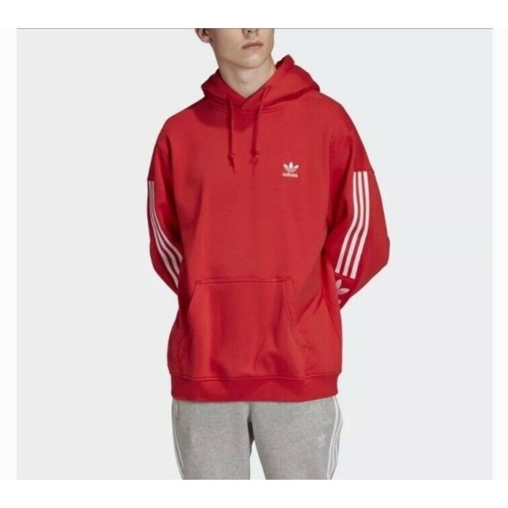 Adidas Lockup Hoodie Red Mens Medium